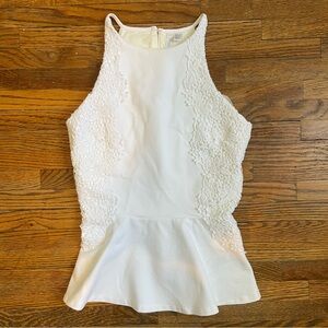 White Lace Peplum Top